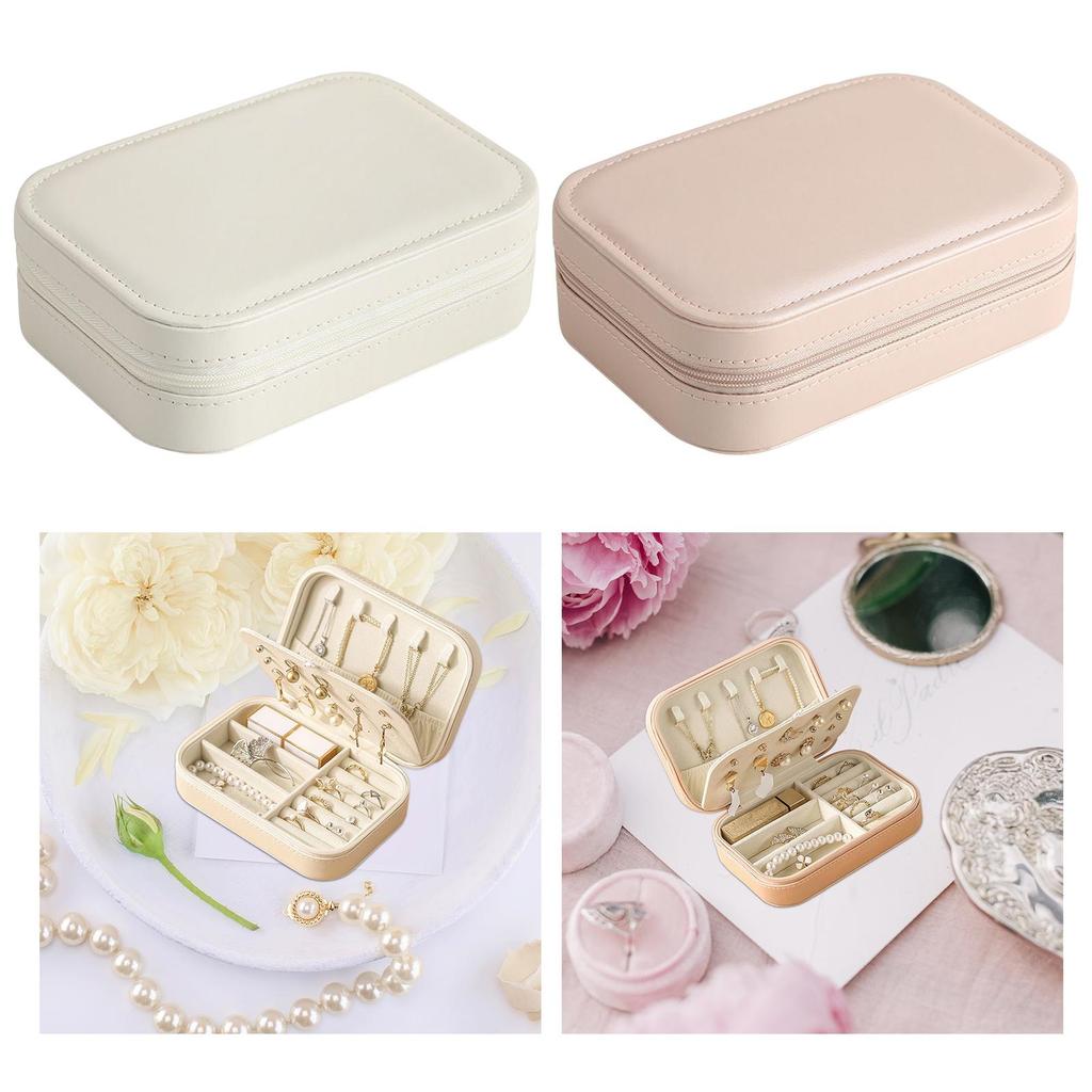 Compact Jewelry Storage Box with Multiple Compartments for Rings, Earrings, and Necklaces - Stylish