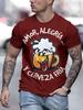 Cartoon Beer Print Men's T-shirt Street Style Men's Urban Fashion Short-sleeved Top Summer Everyday Casual Men's T-shirt
