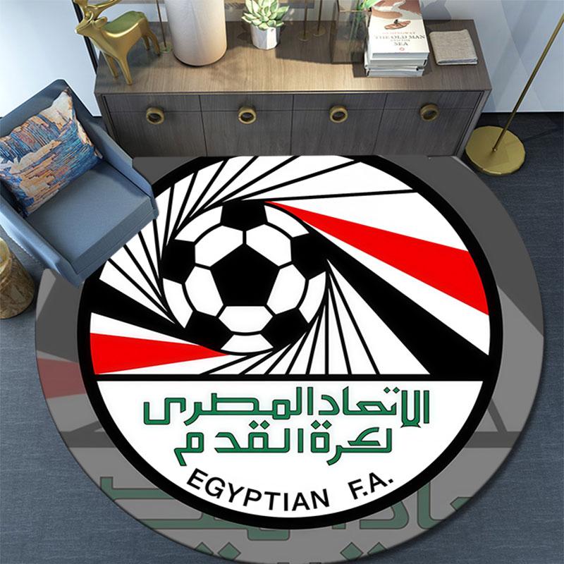 Egypt national football logo Round Rug, Non Slip Washable Circular Carpet For Living Room Bedroom Playroom, Sports Fan Decor, Holiday Birthday Gift