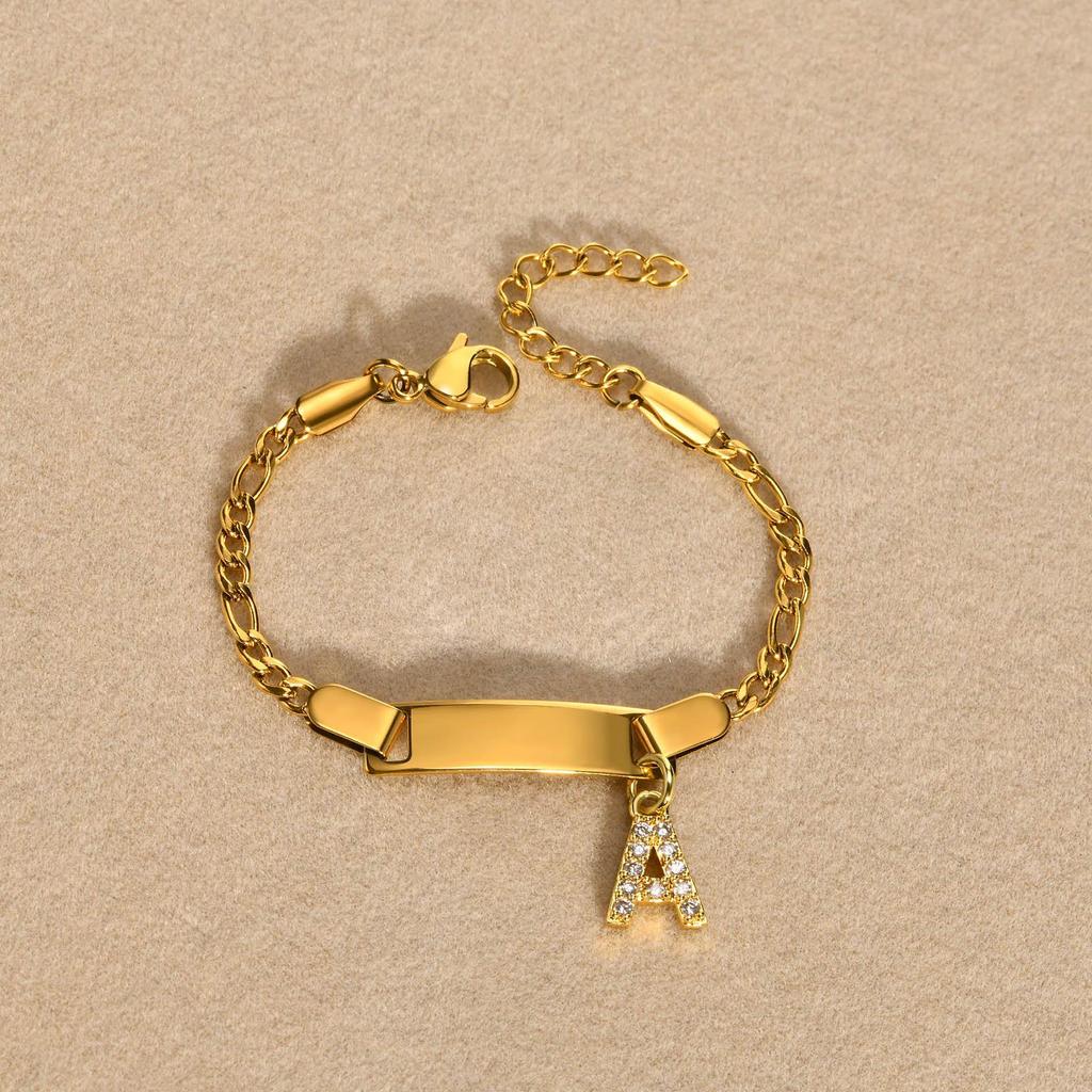 Stainless Steel Alphabet Bracelet for Kids and Ladies - Fashionable, Simple Jewelry