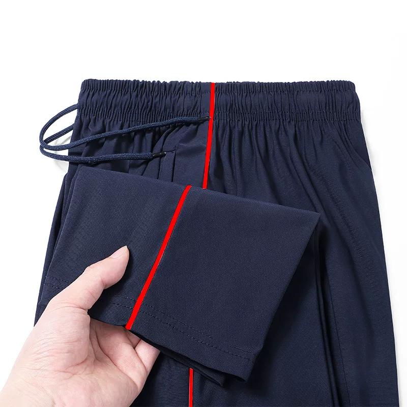 Solid Color School Uniform Pants, Quick-Dry, Breathable, Ice Silk, Thin Summer Style for High School and Primary School Students, Dark Blue, Plain