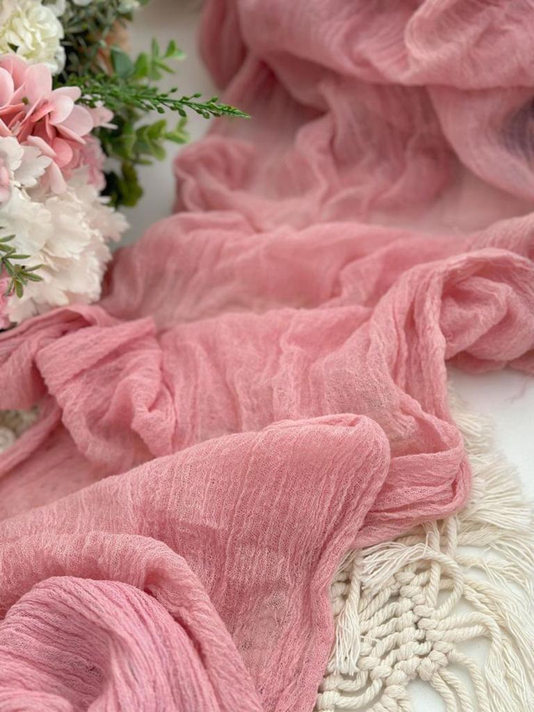2Pcs Gauze Table Runners Gauze Romantic Cheese Cloth Table Runner For Christmas Birthday Wedding Holiday Party Baby Shower Decor
