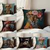 European Fashion Leopard Pillow Case Anti-dustmite Pillowcase Invisible Zipper Silky Short Plush Sofa Cushion Cover