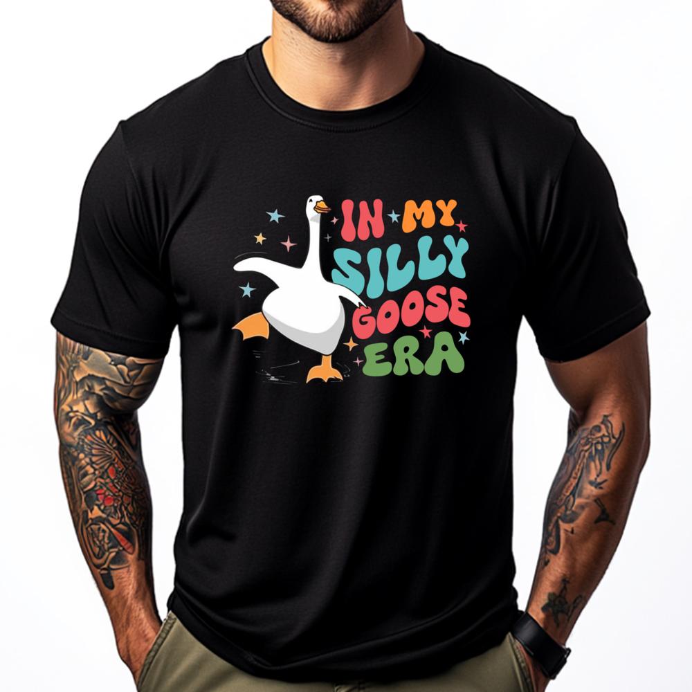 Retro In My Silly Goose Era Silly Goose  Black T Shirt Men s Cotton T-Shirt T-shirt - Men s Summer Cotton Graphic Tee S разноцветный