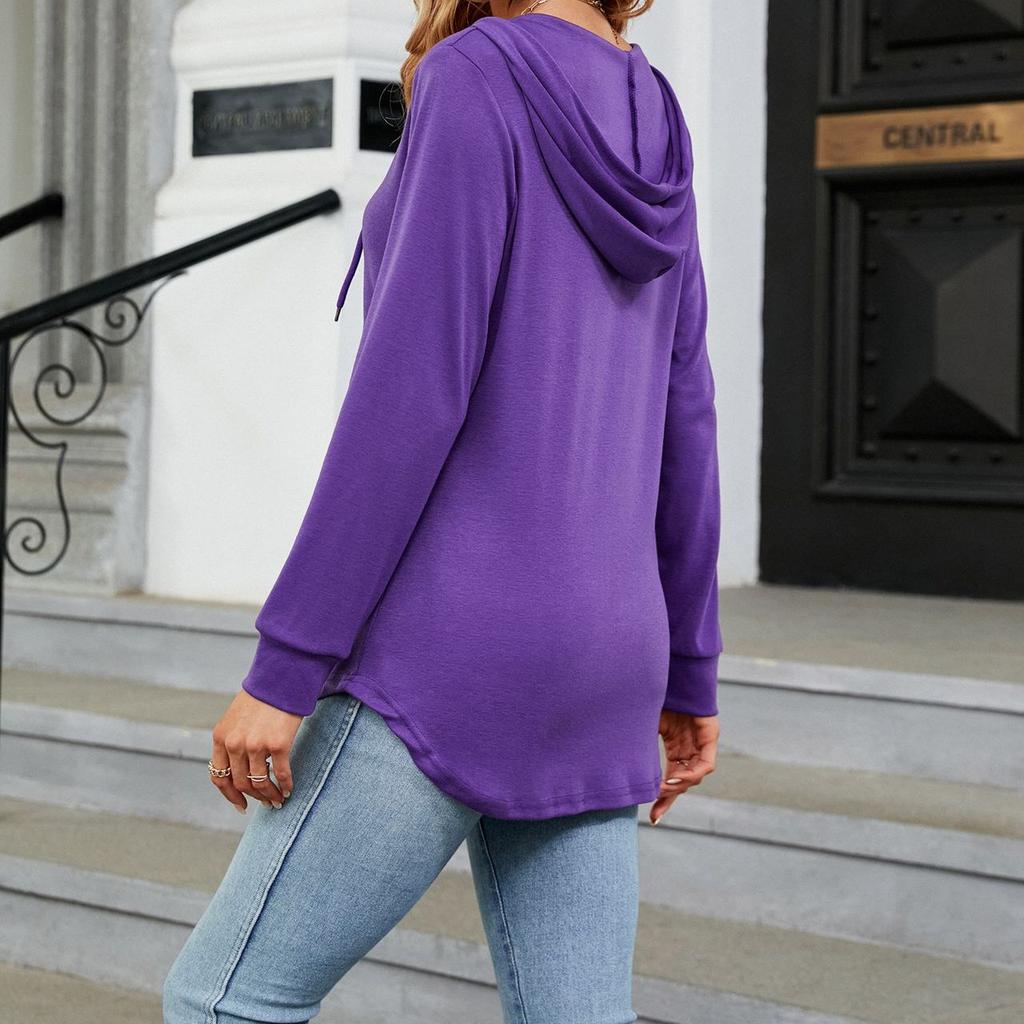 JKASHDK Damenmode, Sommer, Frühling, lässig, einfarbig, langärmelig, V-Ausschnitt, lockere Blusen und Hemden