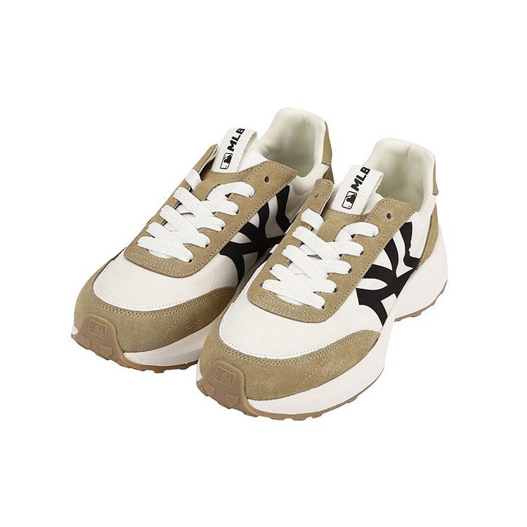 MLB Chunky Jogger New York Yankees Comfortable Versatile Non-Slip Durable Low-Top Dad Shoes Unisex Sneaker Khaki 32SHX1111-50B