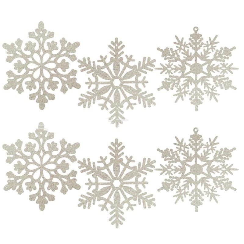 White Christmas Tree Decorations Artificial Flowers Ornaments Berry Stems Hanging Snowflakes for Xmas Tree Party Holiday Decor