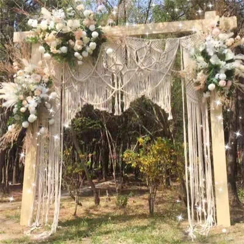 Handmade Cotton Macrame Wedding Backdrop Curtain Bohemia Tassel Art Wall Hanging Tapestry Headboard Wall Hanging 180*200cm