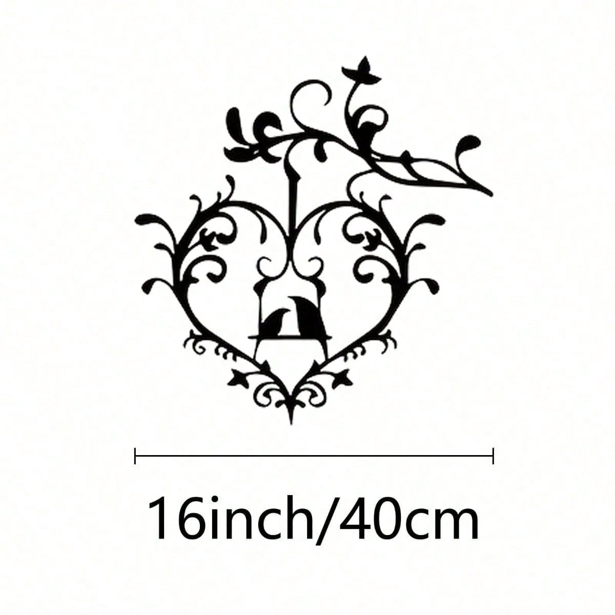 

Vintage Heart Shaped Iron Wall Decor Elegant Black Floral Garden Patio Home Gift різнокольоровий