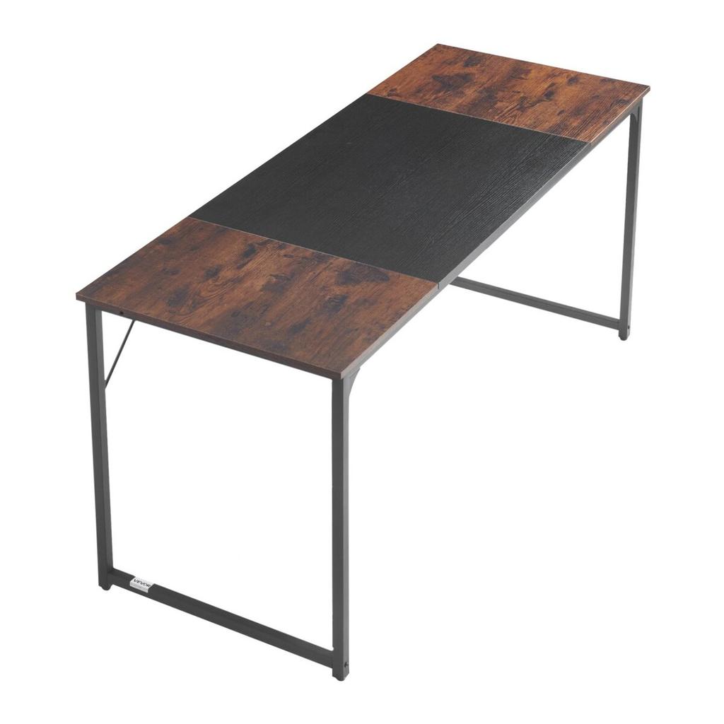 Computer Desk, 160 Cm Office Gaming Desk for Home Office, Writing Study Work Modern Simple Table with Metal Frame for Large Legroom, Rustic Brown and