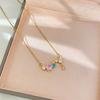 Exquisite Luxury Micro-inlaid Zircons Colored Flower Pendant Necklace for Women Temperament Fashion Collar Chain Jewelry Gifts