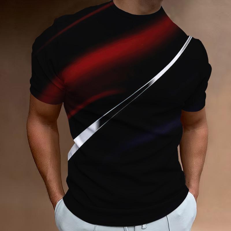 Modische T-Shirts für Herren mit 3D-Linien-Druck, Herrenbekleidung, Street-Designer, kurzärmelig, übergroße Top-T-Shirts, tägliche Freizeitsportbekleidung