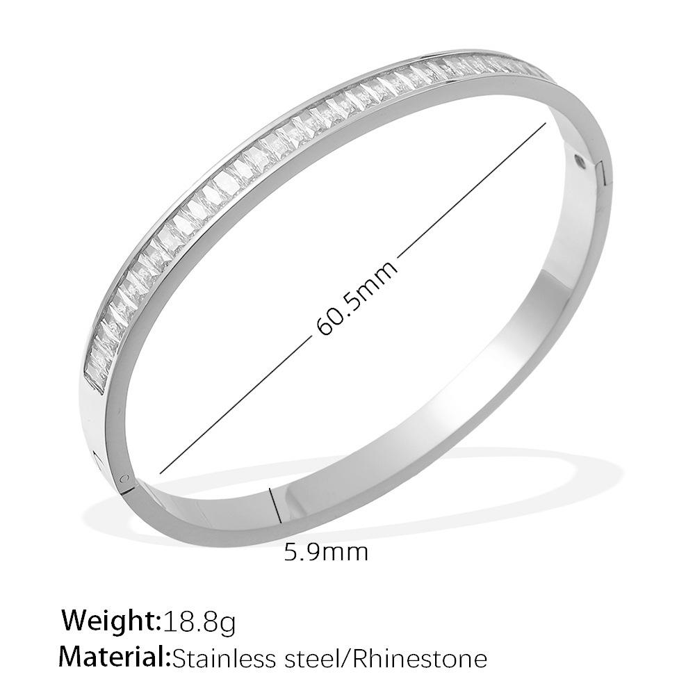 French Stainless Steel Bracelet Sweet Small Fresh Jewelry Does Not Fade Narrow Version Half Circle Full Diamond Buckle Bracelet Women