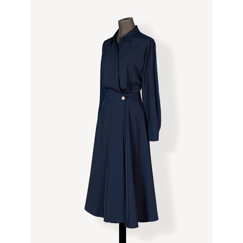 Pre-sale 2607 Elegant Plus Size High Waist Long Shirt Dress for Women - Spring/Autumn Slimming Style