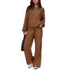 Women's 2 Piece Short Sleeve Sweatshirt Pants Set With Pockets Casual Sportswear