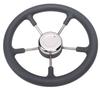 13 Inch Stainless Steel Boat Steering Wheel with Foam Grip 5 Spoke 15 Degree Angle for Boat Yacht