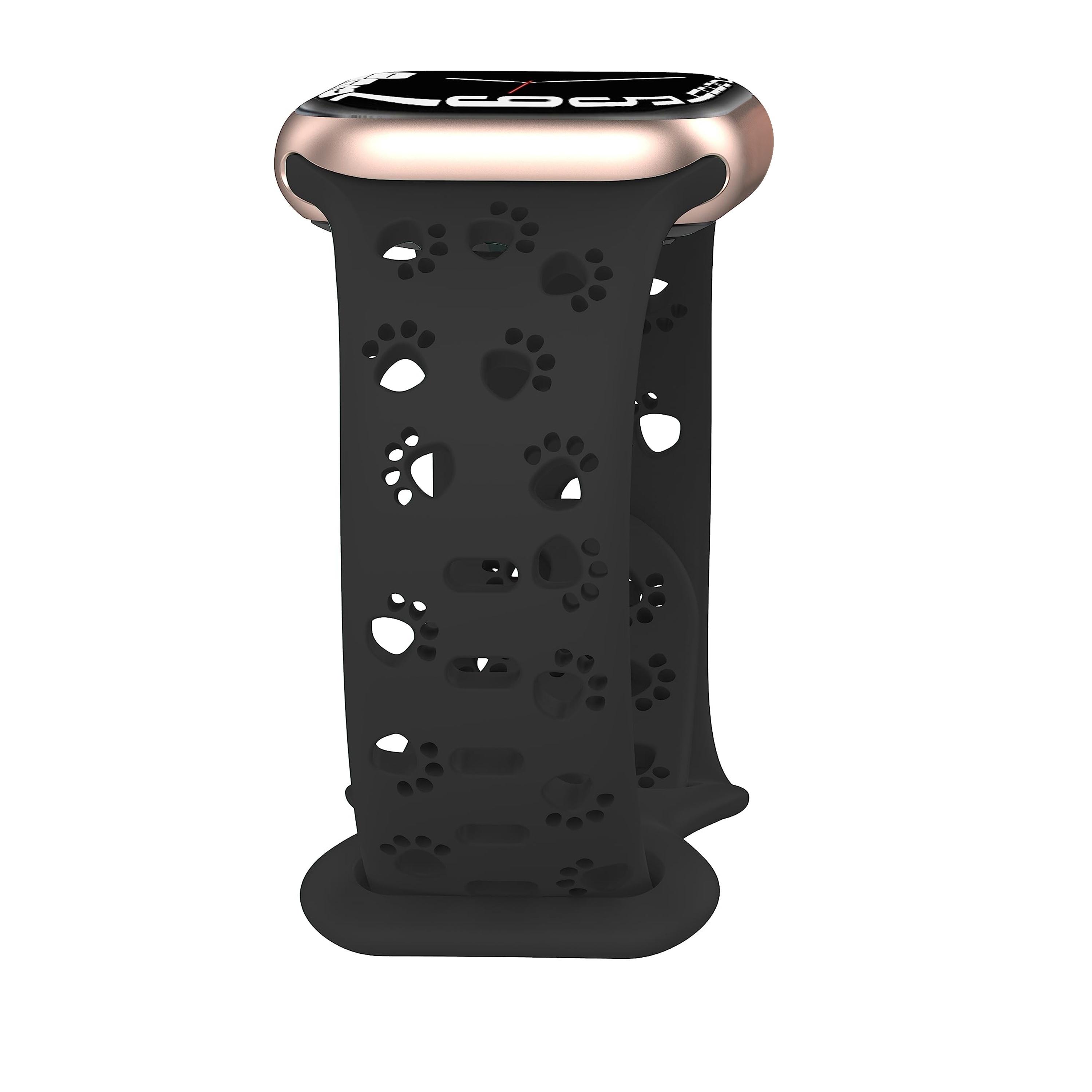 

Силиконовый ремешок для часов с принтом лап животных, водостойкий, мягкий и дышащий, повседневный стиль, совместим с Apple Watch Series 1-9, SE, Ultra, Ultra 2 S10 42/44/45/49mm чёрный