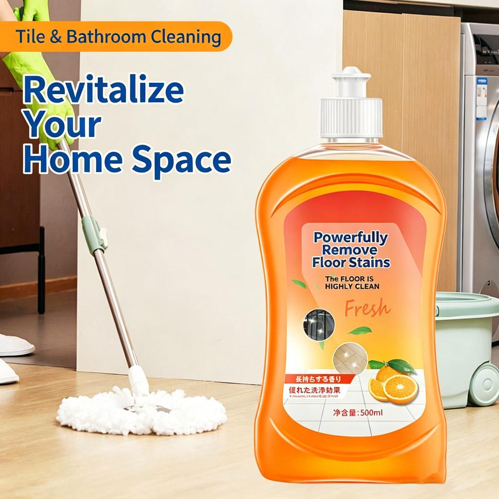 500ML Floor Cleaner for Wood Floor & Tile – Strong Stain Remover, Anti-Yellowing, Polishing & Degreasing, Multi-Surface Cleaning Solution for Home Use