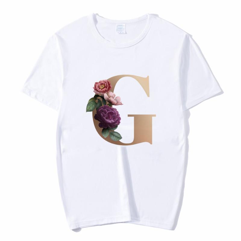 Summer A To Z 26 Alphabet Print Tshirt Cartoon Tees Women Streetwear Funny Casual T