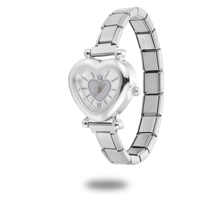 Y2K Vintage Zircon 9MM Width Italian Charm Heart Shape Watch High Quality Stainless Steel Bracelets Bangle for Birthday Gifts