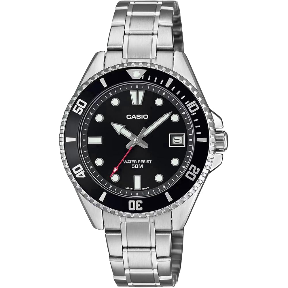 Casio Standard Analog Watch MDV-10D-1A1V Black Bezel Metal Band Unisex