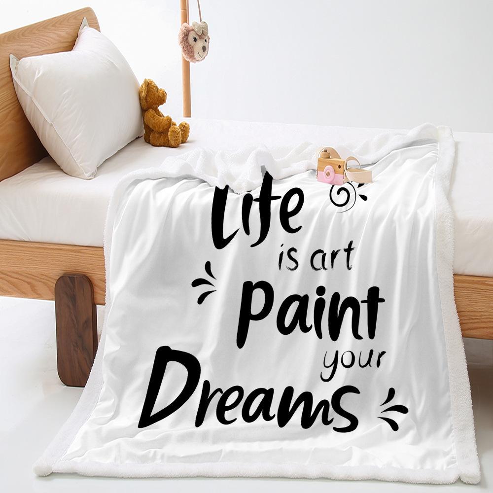 Letter black and white blanket ebay lamb wool crystal fleece blanket