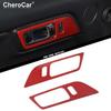 Inner Door Handle Frame Trim Cover Red Carbon Fiber For 2015+ Ford Mustang ABS