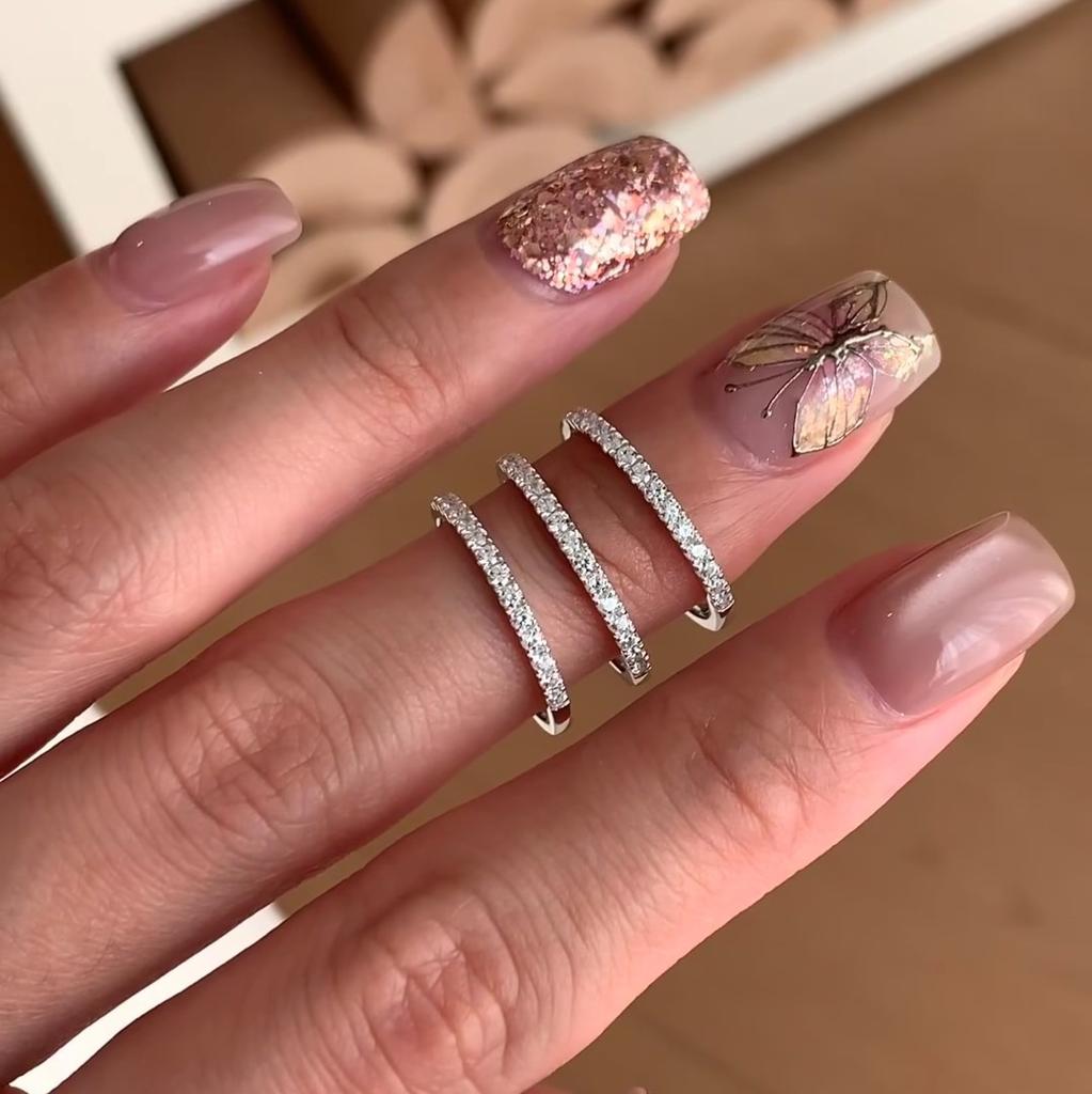 Gypsy Star Row Diamond Metal Ring Women'S Light Luxury Design Sense Personality Fashion Temperament Trend Versatile Ring Ring
