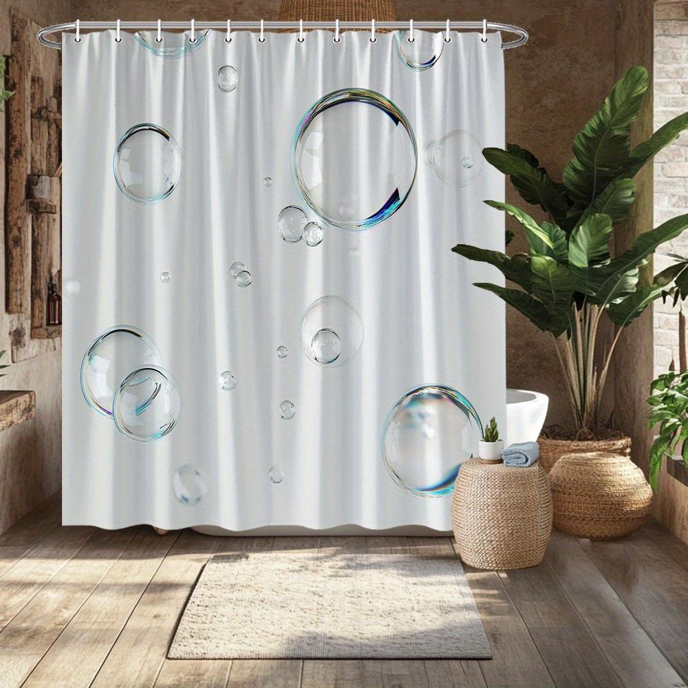 Bubble Shower Curtain, Floating Transparent Bubbles Design, Fade-Resistant Polyester, Machine Washable, Modern Bath Decor