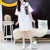Plus Size Women's Summer Age Reduction College Style Polo Collar Short Sleeve Chic Blouse