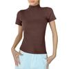 Women's Semi-high Neck With A Slim Short Sleeved Shoulder T-shirt Top