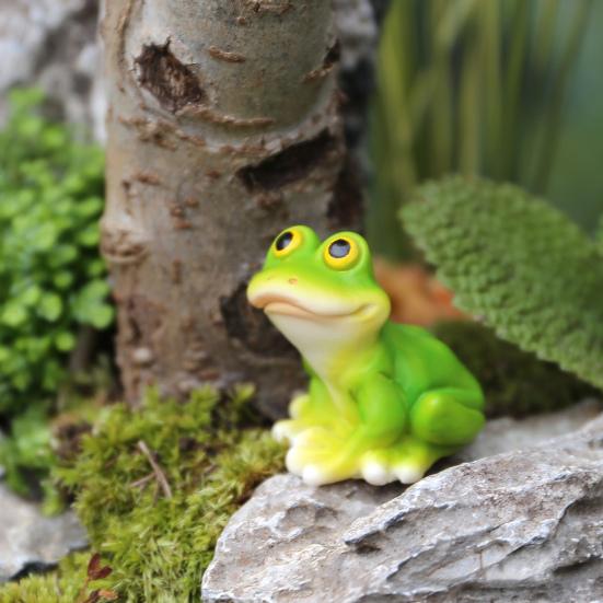 yangyizhi Mini Resin Frog And Turtle Statues, Micro Landscape Animal Ornaments, Small Figurines for Succulents Pots Moss Tanks Tabletop Gardening