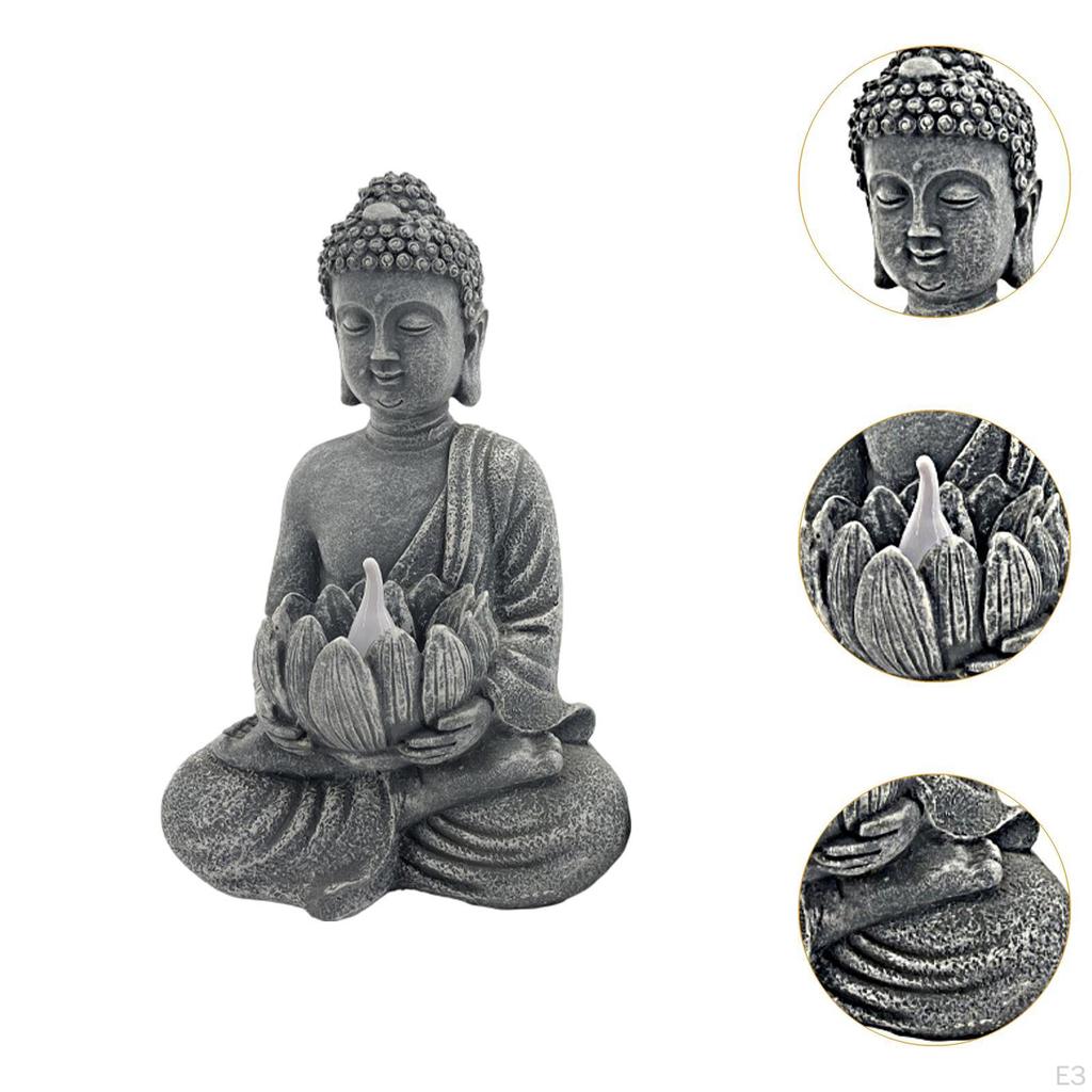 Buddha Sculpture with Solar Light for Outdoor Use