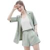 Women 3 Piece Blazer Outfit Open Front Short Sleeve Blazer Sleeveless Tank