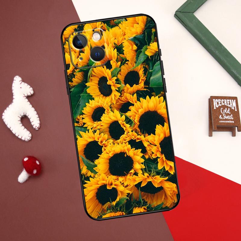 Sunflower Case For iPhone X XR XS Max 12 13 Mini 7 8 Plus SE 2020 11 12 13 14 15 Pro Max Back Cover