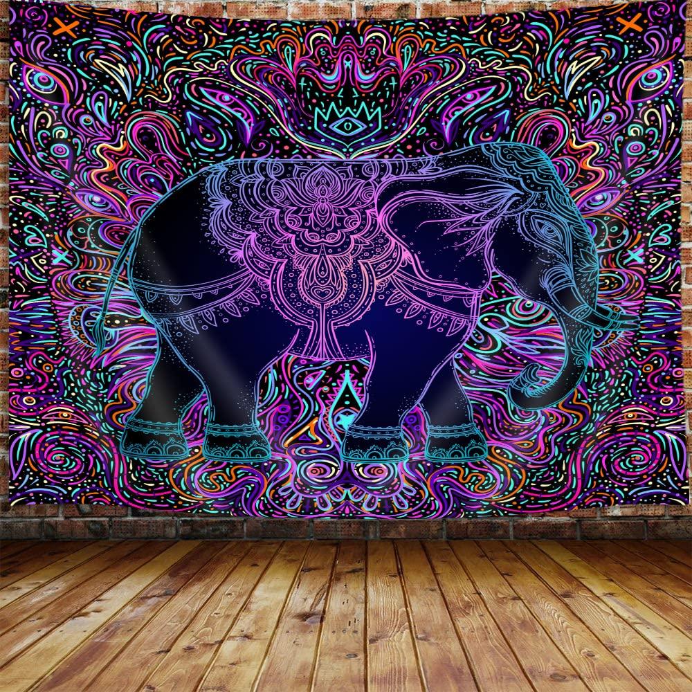 Arazzo Elefante Arazzo Bohemien Hippie Arazzo Estetico Mandala Mistico Appeso a Parete per Casa Soggiorno Camera da Letto Dormitorio