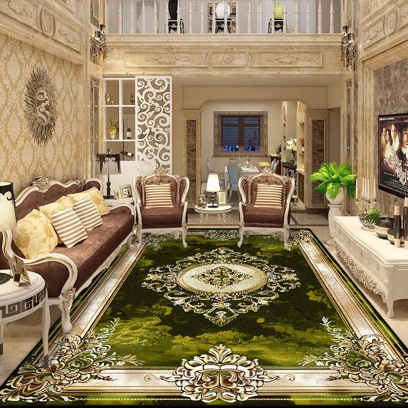 European Retro Floral Large Carpet for Living Room Luxury Decoration Rug Non-slip Bedroom Cloakroom Washable Soft Mat Floor Mats