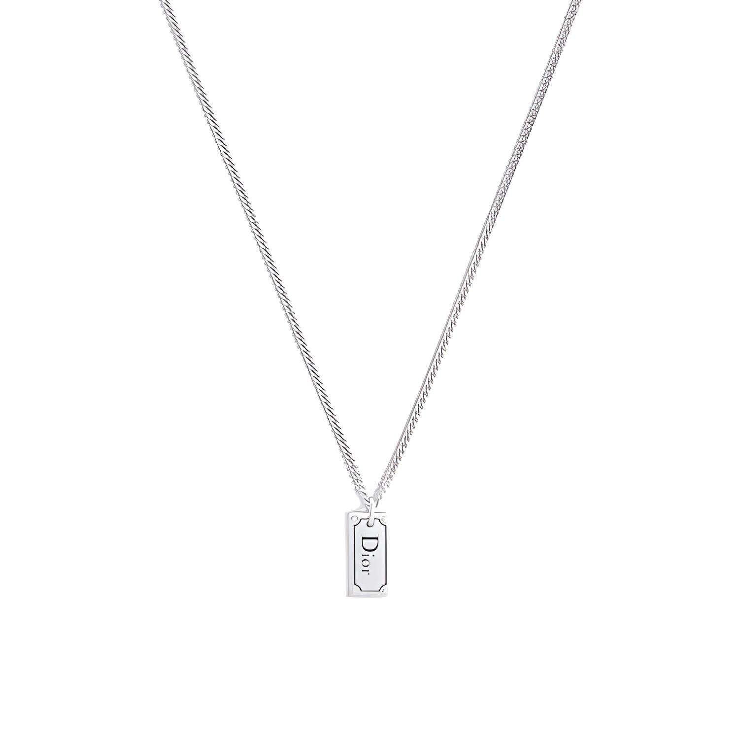 

Dior Carved Logo Sterling Silver Necklace Men necklace N2909HOMST-D990 F,Silver