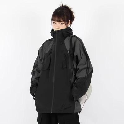 Streetwear Techwear Jacke Frauen Windjacken Vintage Harajuku Oversize Track Jacken Außen Zipper Mit Kapuze Anorak Mantel