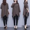 Blusa de Gasa Irregular con Botones y Cuello Polo para Mujer, Camisa Elegante Holgada de Manga Larga para Viajar