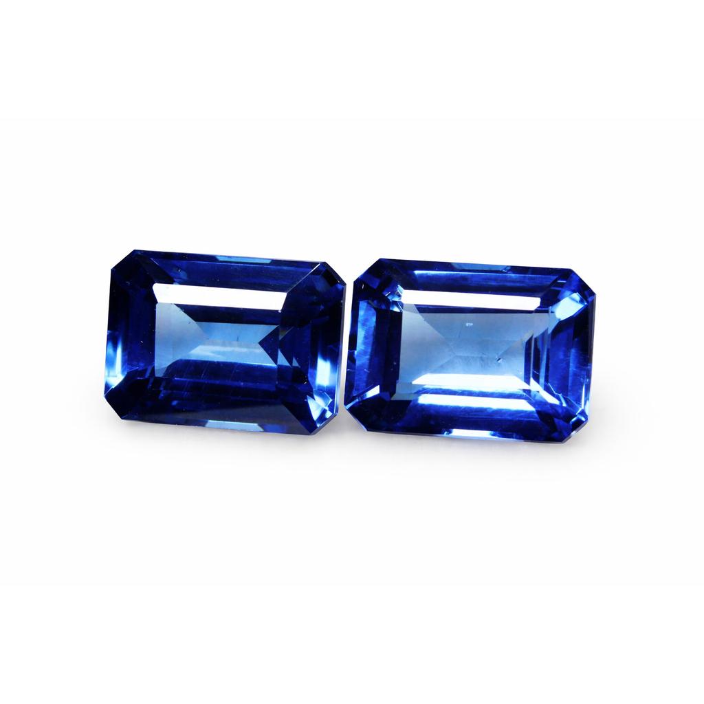 Natural Blue Tanzanite Loose Gemstone 16.00 Ct Emerald Shape Pair Cerified for Jewelry Designs