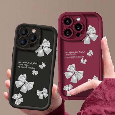 Simple Bowknot Pattern TPU Soft Matte Phone Case For iPhone 16 Pro Max 15 Pro 14 13 12 11 XR XS Shockproof Lens Protection Bumper Cover