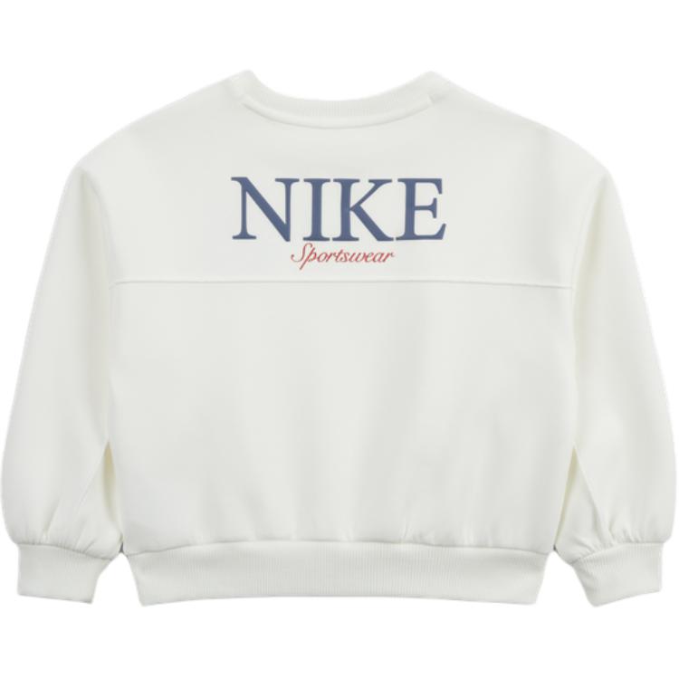 Nike Swoosh Sportswear Crewneck Pullover Casual Comfort Kids Tops Sail-White IB8433-133