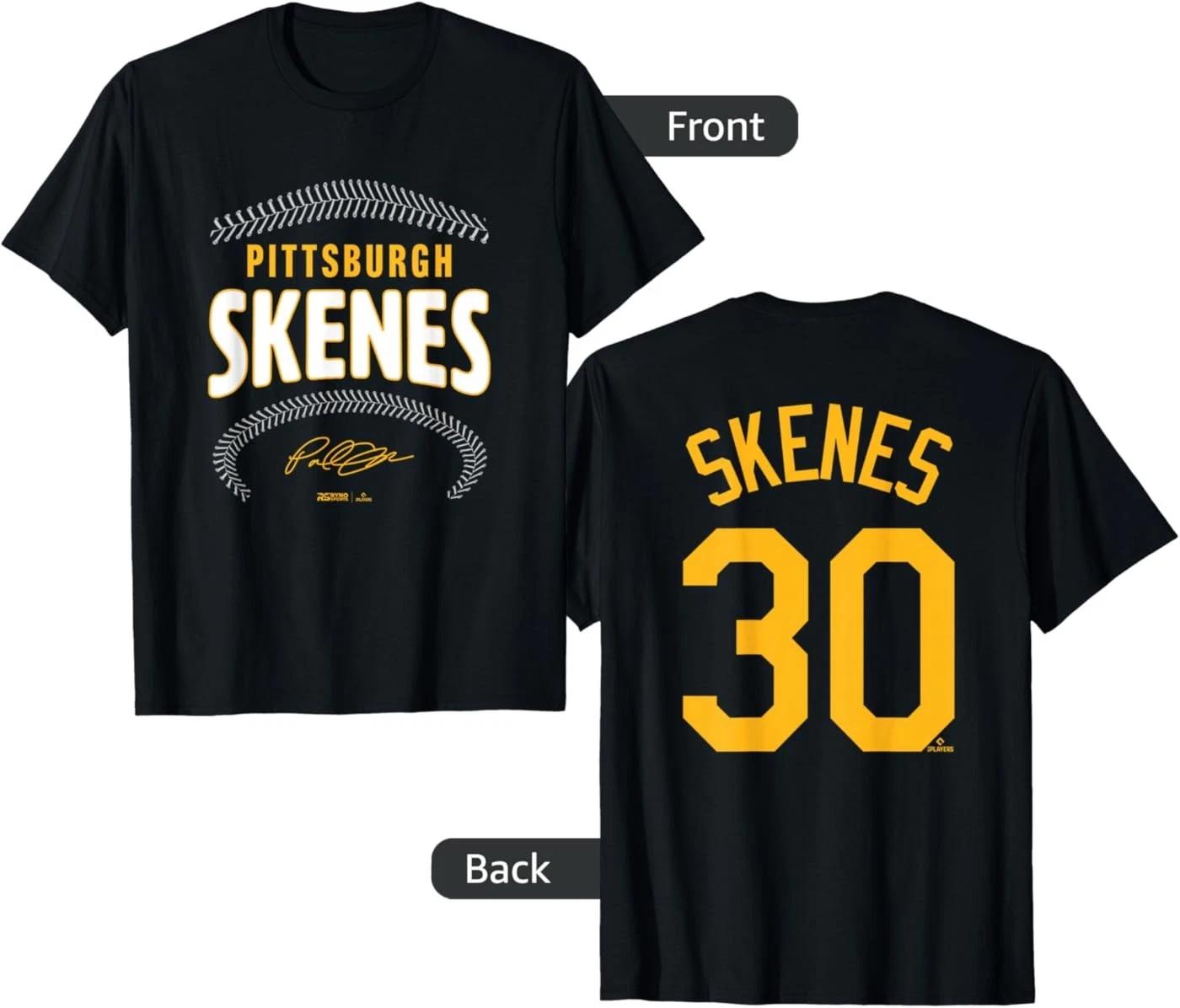 

(Front & Back ) Paul Skenes Pittsburgh Name & Number MLBPA 100% Cotton T-shirt Mens Tees Top 3XL