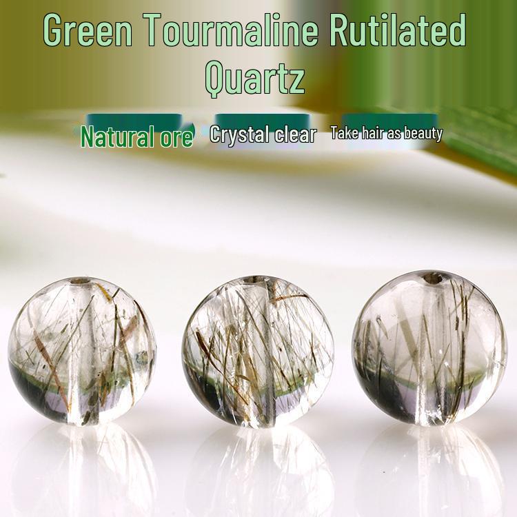 

Натуральные необработанные зеленые турмалиновые и рутиловые кварцевые кристаллы бусины для DIY браслетов и ожерелий 6mm Tourmaline Rutilated Quartz Bead