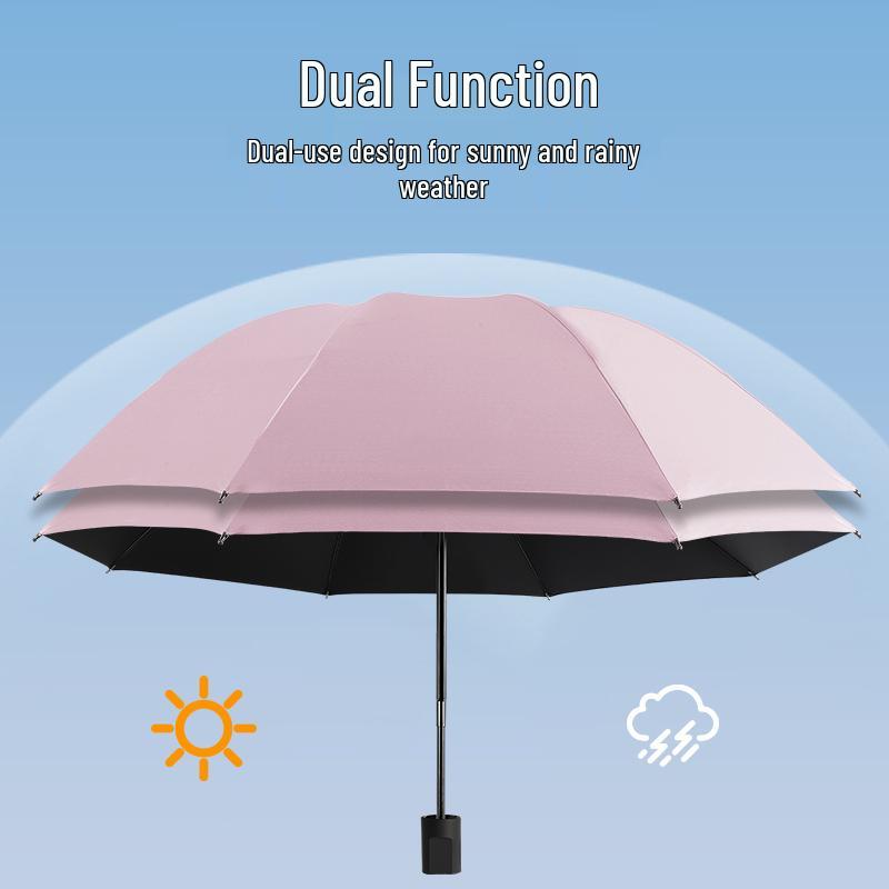UV Umbrella: Sturdy 8-Rib, Manual Folding Dual-Use Sun & Windproof Parasol with Ultraviolet Protection.