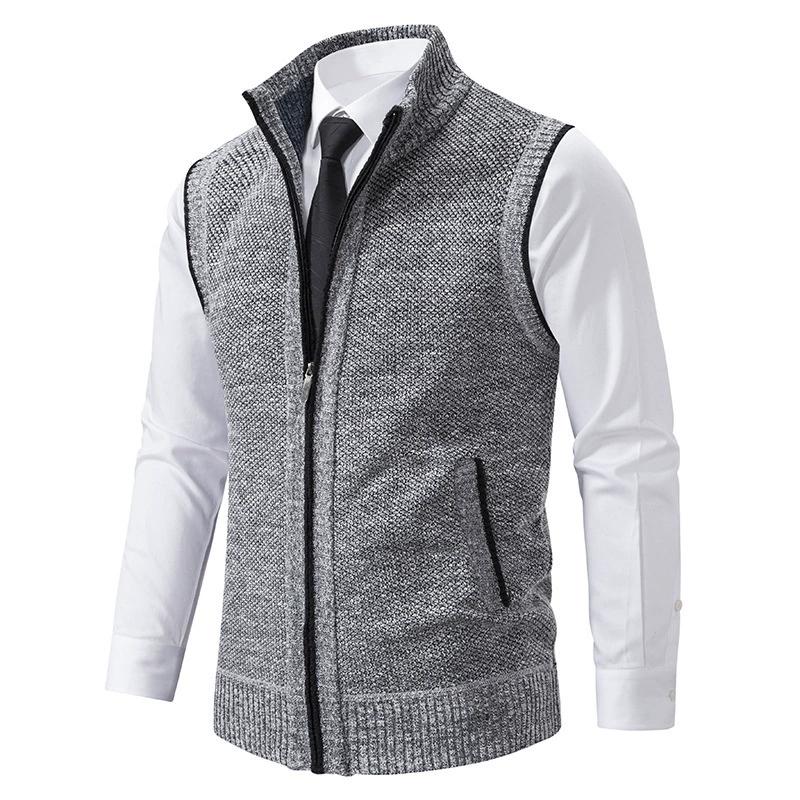 Casual Men's Vest, Vest, Camisole, Vest, Stand Up Collar, Sleeveless Knit, Casual, Thick, Autumn and Winter