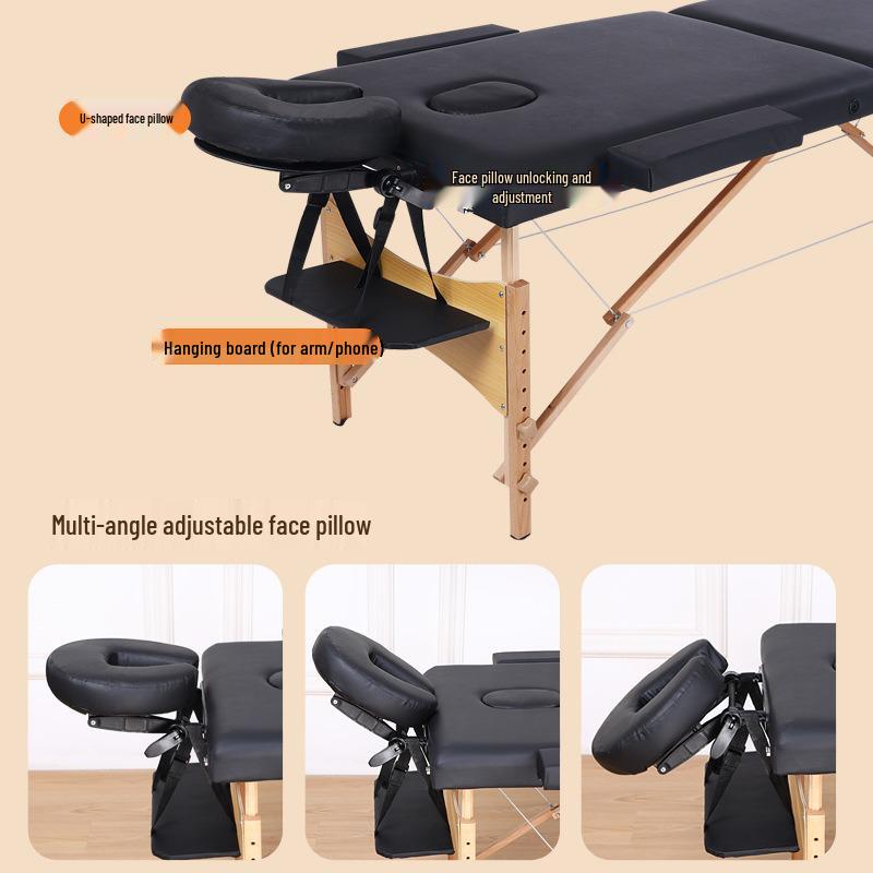 Adjustable Portable Solid Wood Beauty Bed for Massage & Physiotherapy