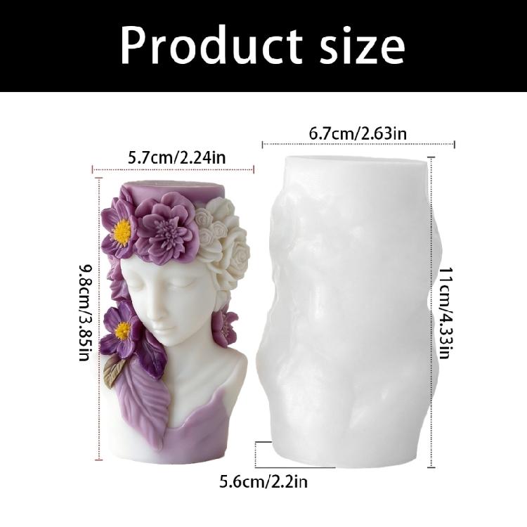 Flower Girl Embossed Cylinder Candle Silicone Mold For Handmade Candle Soap Chocolate Home Decoration and Resin Casting