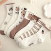 [7-Pair Set] Lizma Brown Teddy Bear Medium Socks